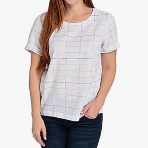 Women’s‎ Christopher & Banks Plaid Round Neck Button Back Top